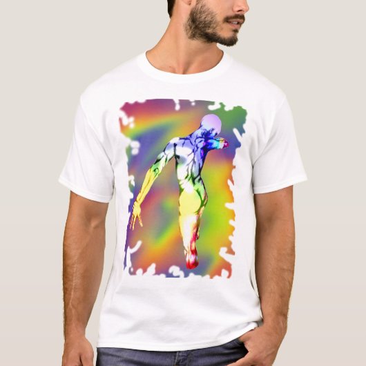プライドカラーのダンスをする男性のフィギュア Tシャツ (正面)
