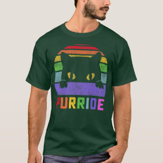 プライドキャットパーライドゲイLGBTQレインボーフラッグレトロスティ Tシャツ