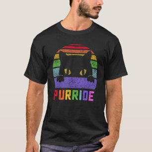 プライドキャット プライド ゲイ LGBTQ レインボーフラッグ レトロ調 Tシャツ