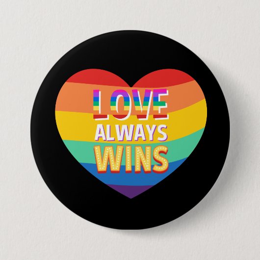 プライドゲイ – 愛は常に勝つ。虹の色。 缶バッジ (正面)