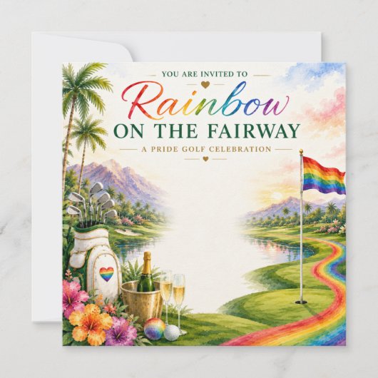 プライドゴルフフェアウェイの虹のお祝い 招待状 (正面)