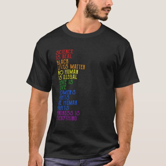 プライドサイエンス実在はBLM愛は愛LGBT Les G Tシャツ (正面)