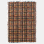 プライドスコティッシュタータンチェックブラウンオレンジブラッククラシック スローブランケット (正面縦)