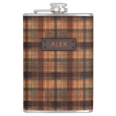 プライドスコティッシュタータンチェックブラウンオレンジブラッククラシック フラスク (正面)