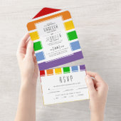 プライドストライプ国旗のゲイ、レ結婚ズビアンすべて1つ オールインワン招待状 (貼ってはがせる)