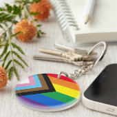 プライドダイバーシティインクルーシブレインボーlgbtqゲイ国旗 キーホルダー (正面右)