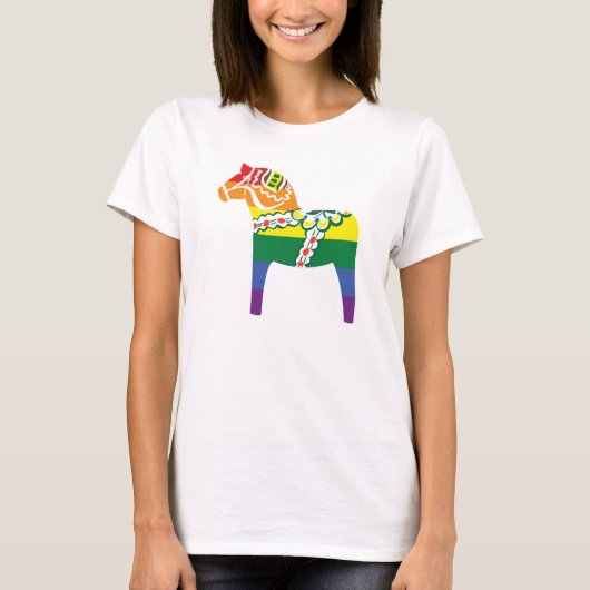 プライドダラヒスト |虹の旗の色のダラ馬 Tシャツ (正面)