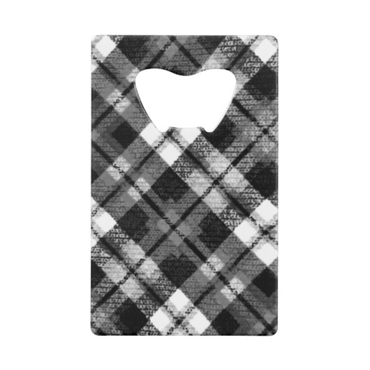 プライドチェックタータンチェック白黒ファームハモダンウス クレジットカード栓抜き (正面)