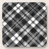 プライドチェックタータンチェック白黒ファームハモダンウス コースター (正面)