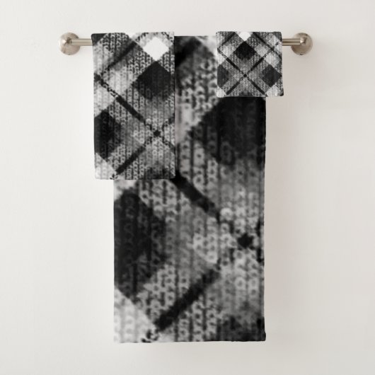 プライドチェックタータンチェック白黒ファームハモダンウス バスタオルセット (インサイチュ)