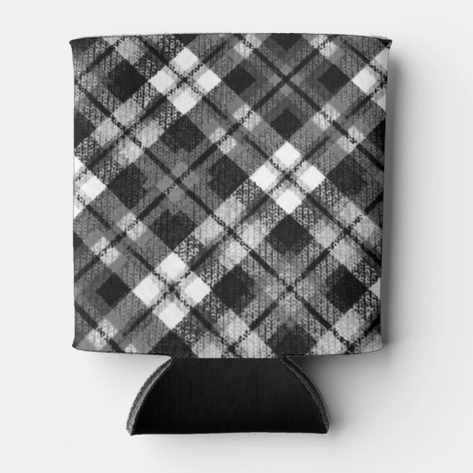 プライドチェックタータンチェック白黒ファームハモダンウス 缶クーラー (正面)