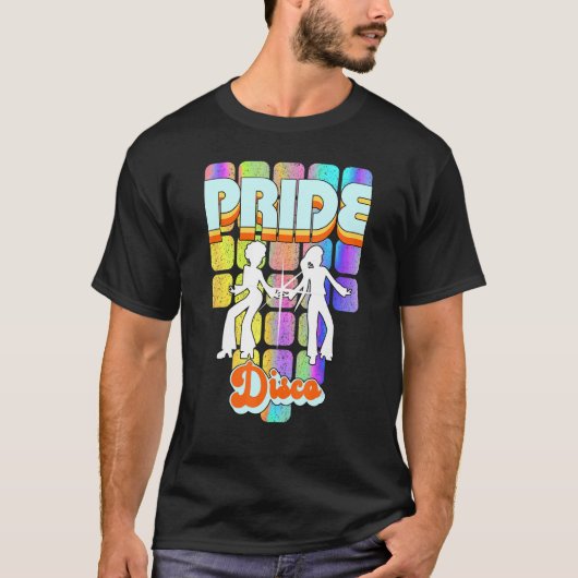 プライドディスコレディースレインボーLgbtブギーダンス70s F Tシャツ (正面)