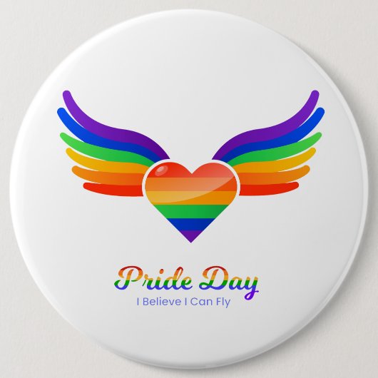 プライドデイハートウィング私信じは飛べる 缶バッジ (正面)