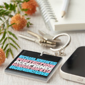 プライドトランス権利ワードアートフラグLGBT引用文ギフト キーホルダー (正面右)