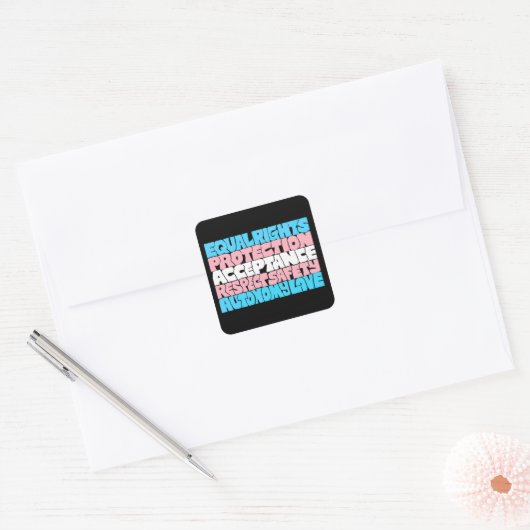 プライドトランス権利ワードアートフラグLGBT引用文ギフト スクエアシール (封筒)