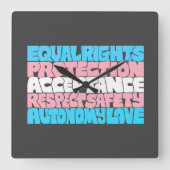プライドトランス権利ワードアートフラグLGBT引用文ギフト スクエア壁時計 (正面)