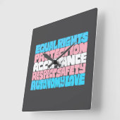 プライドトランス権利ワードアートフラグLGBT引用文ギフト スクエア壁時計 (傾斜)