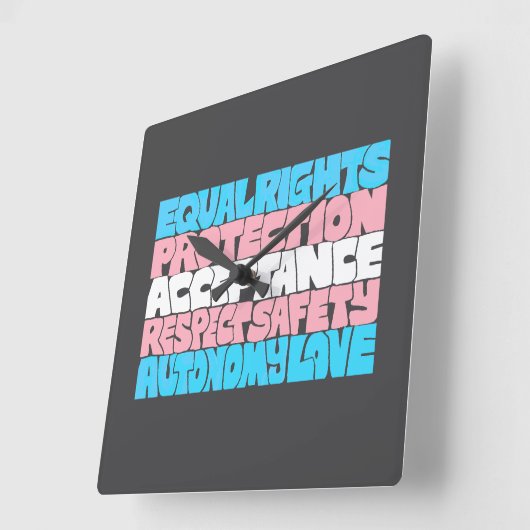 プライドトランス権利ワードアートフラグLGBT引用文ギフト スクエア壁時計 (傾斜)