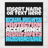 プライドトランス権利ワードアートフラグLGBT引用文同盟 ワインラベル (シングルラベル)