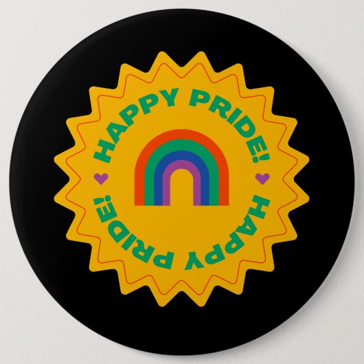 プライドハッピープライド。ゲイラブレインボーカラー     缶バッジ (正面)