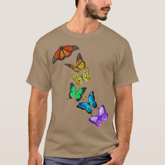 プライドバタフライティーLGBTメンウーマンユースパステル Tシャツ