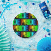 プライドパターンネオンレインボーフラグLGBTタイポグラフィ ペーパープレート (パーティー)