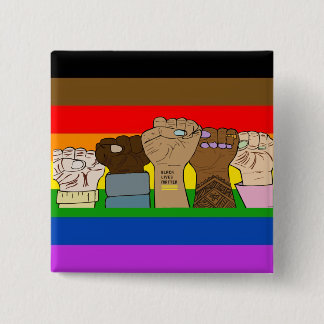 プライドパワーフィスト/ BLMスクエアボタン 缶バッジ