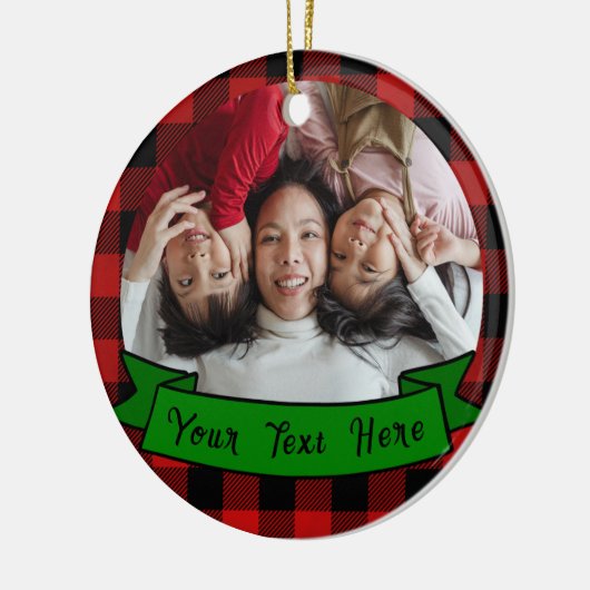 プライドパーソナライズされたフォト文字ファミリークリスマス セラミックオーナメント (左)
