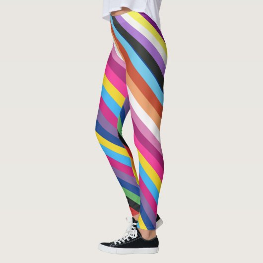 プライドフラグの色のストライプパターン レギンス (左)