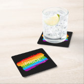 プライドブラシストローク虹 スクエアペーパーコースター (インサイチュ)