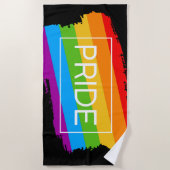 プライドブラシストローク虹 ビーチタオル (正面)