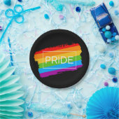 プライドブラシストローク虹 ペーパープレート (パーティー)