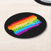 プライドブラシストローク虹 ラウンドペーパーコースター (アングル)