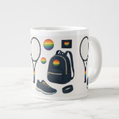 プライドプライド月のテニス用具 ジャンボコーヒーマグカップ (正面右)