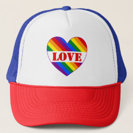 プライドマンスのLGBTQIA+レインボーフラッグラブハート キャップ
