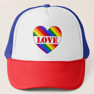 プライドマンスのLGBTQIA+レインボーフラッグラブハート キャップ