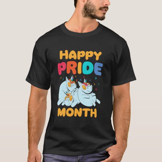 プライドマンスを祝おう ゲイ LGBTQ+ レインボー 誇り Tシャツ (正面)