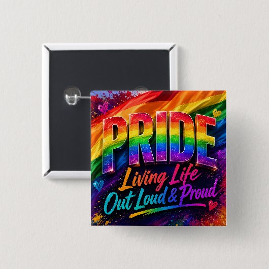 プライドマンス 生き生きと誇りを持って LGBTQIA 缶バッジ (正面&裏面)