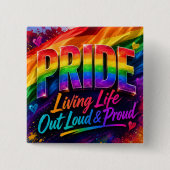 プライドマンス 生き生きと誇りを持って LGBTQIA 缶バッジ (正面)