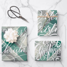 プライドモダンジンガムメリークリスマスホリデー ラッピングペーパーシート