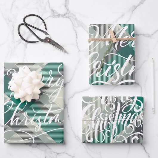 プライドモダンジンガムメリークリスマスホリデー ラッピングペーパーシート (正面)