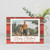 プライドモダンレッドカスタム家族フォトクリスマス シーズンカード (スタンド正面)