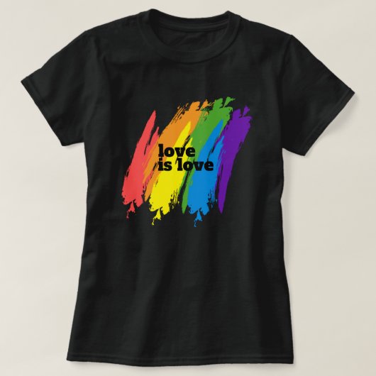 プライドラブイズラブLGBTレインボー Tシャツ (デザイン正面)