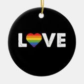 プライドラブズラブゲイ平等レインボーLGBTQ セラミックオーナメント (正面)