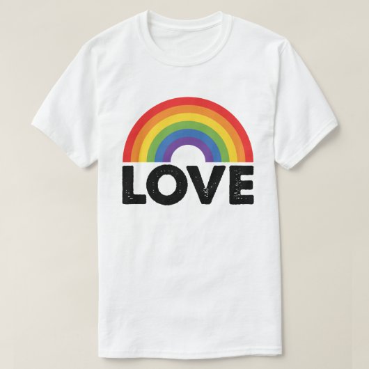 プライドラブズラブゲイ平等レインボーLGBTQ Tシャツ (デザイン正面)