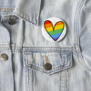 プライドラブハートゲイレインボーLGBTQキーチェーン 缶バッジ