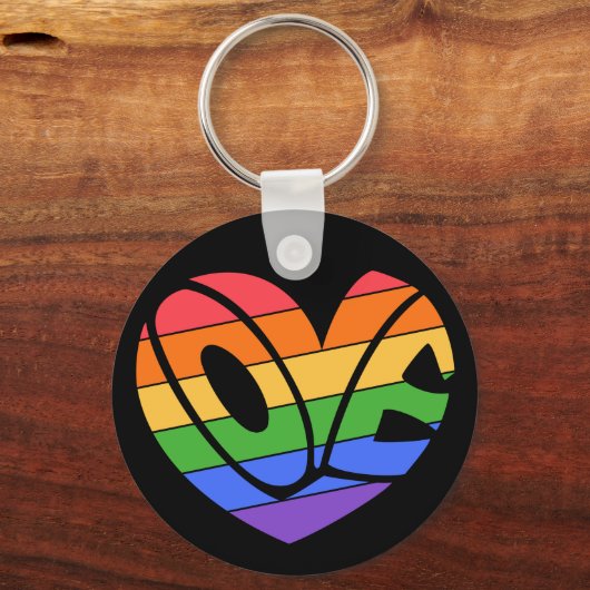 プライドラブハートゲイレインボーLGBTQ キーホルダー (正面)