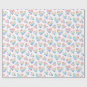 プライドレインボーウォーターハート点々のある&ストライプの ラッピングペーパー (フラット)