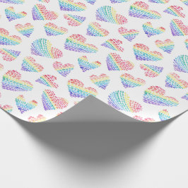 プライドレインボーウォーターハート点々のある&ストライプの ラッピングペーパー