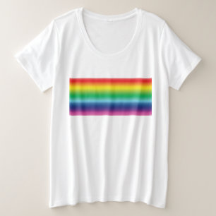 プライドレインボーカラーlgbtゲイ国旗のパターン プラスサイズTシャツ
